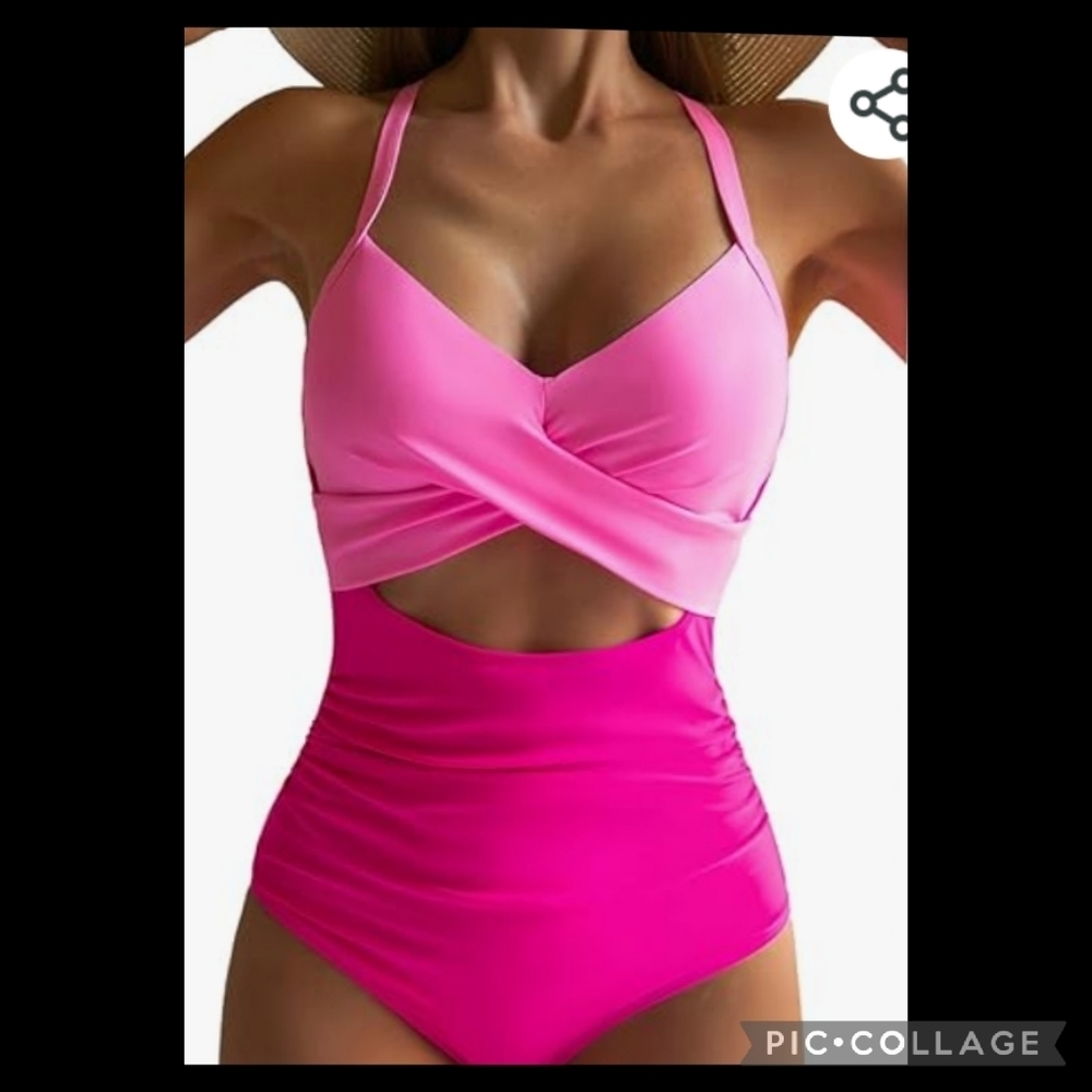 One piece pink swimsuit